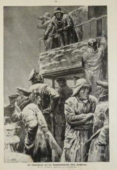 1917 - alter Druck - Im Schneesturm auf der Kommandobrücke eines Zerstörers (Für die "Gartenlaube" gezeichnet von Kurt Hassenkamp)